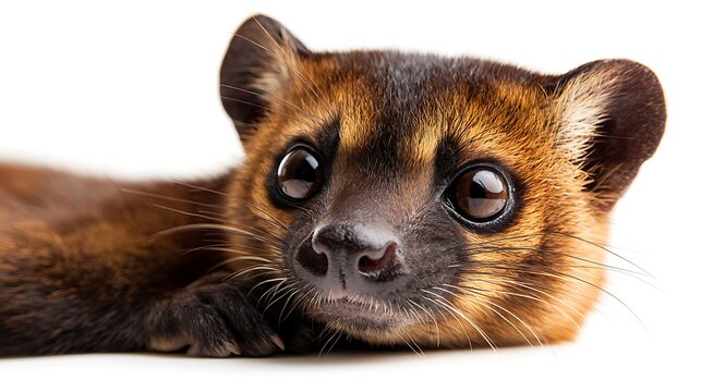 Curious Malagasy Fossa CloseUp Portrait.