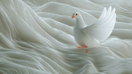 Fototapeta premium Serene White Dove on Abstract Waves: A Symbol of Peace and Tranquility
