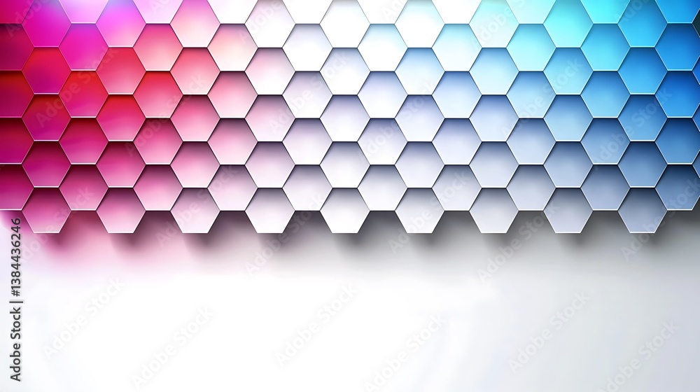 Poster colorful hexagonal tiles forming a gradient background with shadows