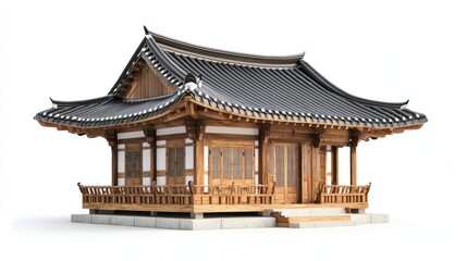 Fototapeta premium Traditional Korean Hanok isolated on white background