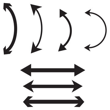 Dual sided curved arc arrow shape vector. Double ended arrow illustration.