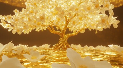 Golden Blossom Tree, Illuminated Garden
