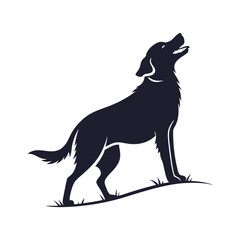 Black dog silhouette vector illustration of a wild or domestic canine animal isolated on white background