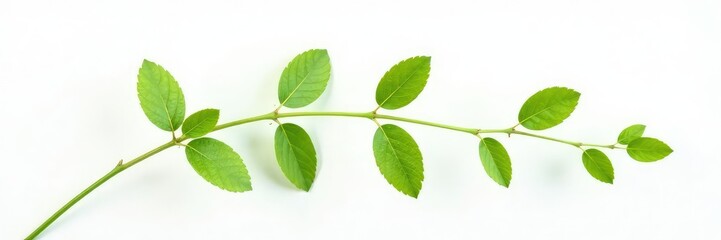 Fototapeta premium Delicate green plant stem isolated on white background, minimalist, single