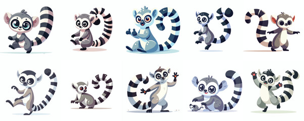 Fototapeta premium lemur vector with curled tail