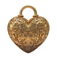 Obraz premium Gold Heart Shaped Lock Isolated on Transparent Background