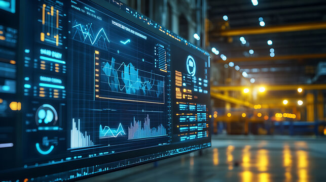 An AI driven supply chain management system forecasting demand trends and optimizing logistics to reduce costs and improve delivery times, Business technology style, photo of