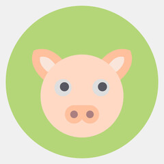 Icon pig face. Chinese Zodiac elements. Icons in color mate style. Good for prints, posters, logo, advertisement, decoration,infographics, etc.