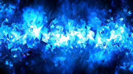 Fototapeta premium Abstract composition featuring glowing blue triangles and dark background design