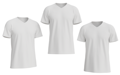 Three plain white v-neck t-shirts