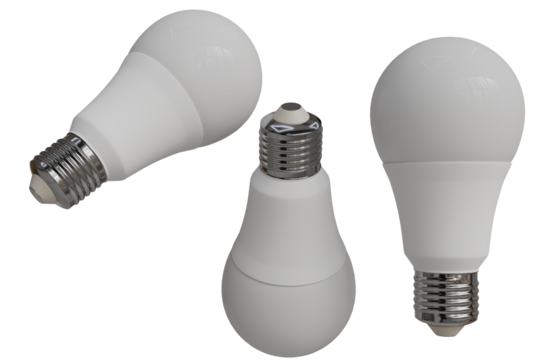 Three modern LED light bulbs