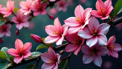 Fototapeta premium Densely layered blossoms, intertwined leaves & tendrils, intricate, elegant