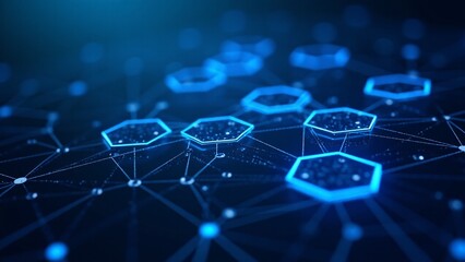 Obraz premium Hexagon Connection Network, Artificial Intelligence Concept