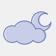 Icon cloudy night. Weather elements symbol. Icons in two tone style. Good for prints, web, smartphone app, posters, infographics, logo, sign, etc.
