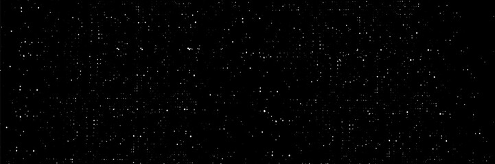 Snow, stars, fairy twinkling lights, rain drops on black background. Abstract vector noise. Small particles of debris and dust. Distressed uneven grunge texture overlay.