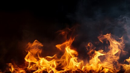 Fiery Inferno Abstract Flames  Smoke Background.