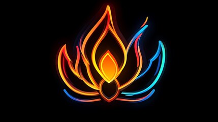 Fiery Lotus Neon Bloom Abstract Art Design.