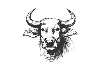 Water Buffalo hand drawn sketch vector illustration