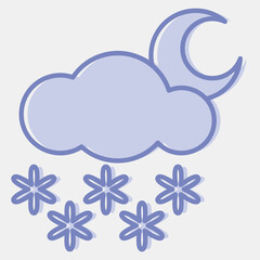 Icon snowing night. Weather elements symbol. Icons in two tone style. Good for prints, web, smartphone app, posters, infographics, logo, sign, etc.