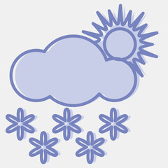 Icon snowing with sun. Weather elements symbol. Icons in two tone style. Good for prints, web, smartphone app, posters, infographics, logo, sign, etc.
