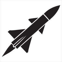 Silhouettes of Missiles in Flight, Dynamic Vector Silhouette Illustration of a Tilted Rocket in Flight, missiles in flight, a powerful vector graphic.