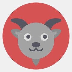 Icon goat face. Chinese Zodiac elements. Icons in color mate style. Good for prints, posters, logo, advertisement, decoration,infographics, etc.