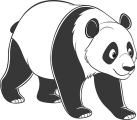 Adorable Panda Illustration – Perfect for Designs & Prints, Black and White Panda Clipart for Creative Projects, Cute Cartoon Panda Vector – High-Quality Digital Art