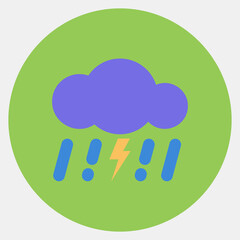 Icon thunder storm. Weather elements symbol. Icons in color mate style. Good for prints, web, smartphone app, posters, infographics, logo, sign, etc.