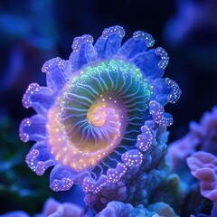 Obraz premium Vibrant Coral Reef with Colorful Patterns and Textures at Night