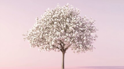 Obraz premium Blossoming Tree in Pastel Pink Setting