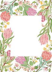 Fototapeta premium protea flowers floral border background