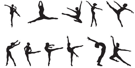 set of gymnast silhouette collection. 