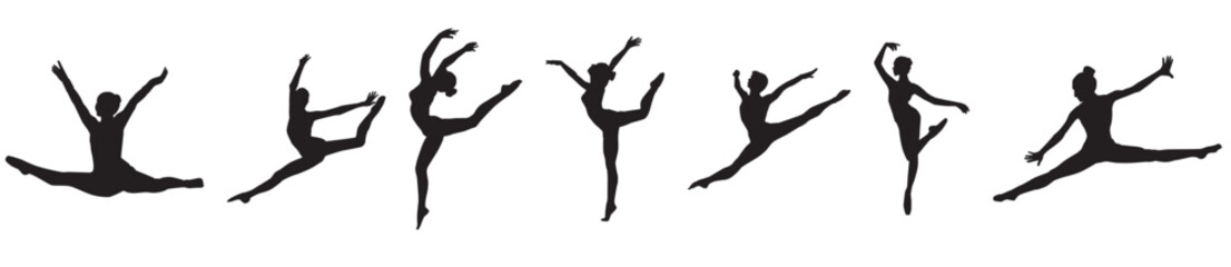 silhouette of gymnast girls collection