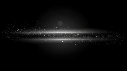 A black and white photo of a long, thin line of light with many small dots