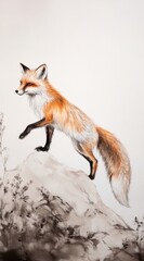 Obraz premium Majestic Red Fox Standing Proud on Rock in Natural Habitat