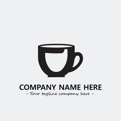 Cup illustration black and white for logo company vector image
