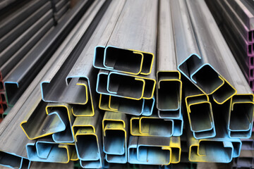 steel pipe product group square pipe Construction steel products such as black steel pipes, image...
