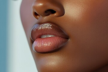 Plump and moisturized lips with glossy sheen and natural pink hues in ultra HD for beauty and skincare enthusiasts