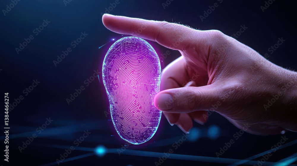 Aufkleber close-up of a unique fingerprint against a dark background highlighting the importance of digital fi