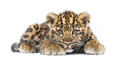 Obraz premium Amur Leopard isolated on white background