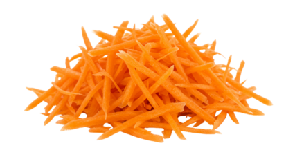 Vibrant pile of shredded carrots. A nutritious and colorful ingredient, perfect for salads, snacks, and culinary creations. 