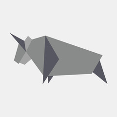 Icon ox origami. Chinese Zodiac elements. Icons in flat style. Good for prints, posters, logo, advertisement, decoration,infographics, etc.