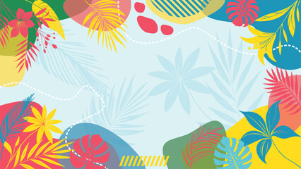Abstract colorful tropical flower summer background with copy space. summer banner design concept