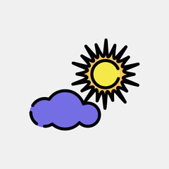 Icon partly sunny. Weather elements symbol. Icons in filled line style. Good for prints, web, smartphone app, posters, infographics, logo, sign, etc.