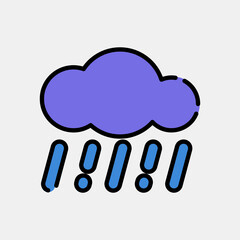 Icon rain. Weather elements symbol. Icons in filled line style. Good for prints, web, smartphone app, posters, infographics, logo, sign, etc.