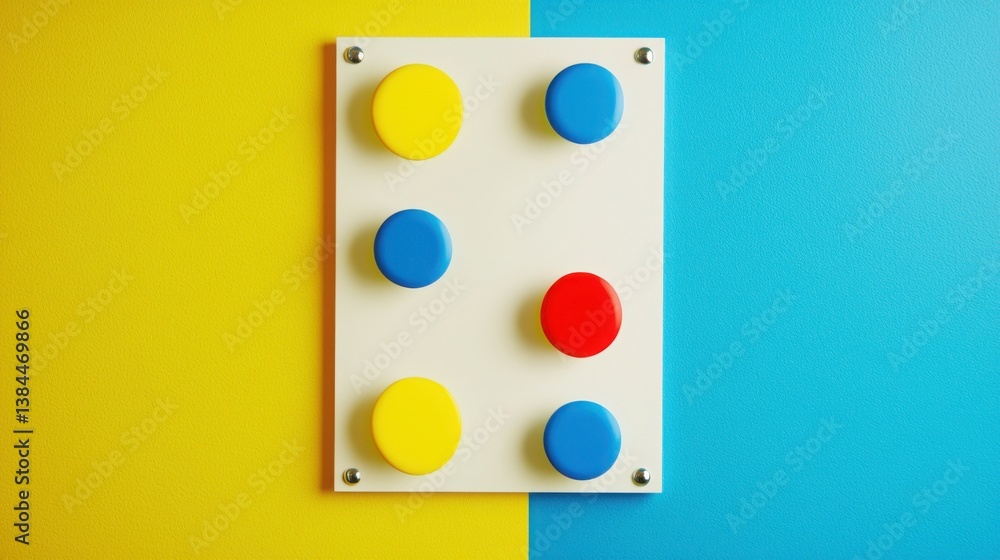 Poster whiteboard featuring three colored dots representing key points on a pricing strategy board in a bus