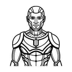 Fototapeta premium Halloween warrior robot head with skull face in 3d armor