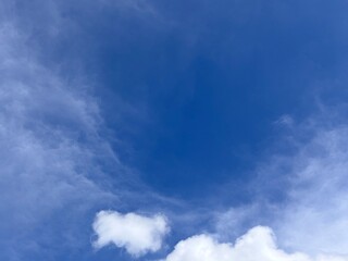 clear blue sky with pure white clouds. The sky was very clear and clouds were scattered everywhere