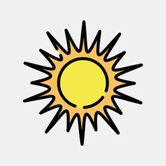 Icon sunny. Weather elements symbol. Icons in filled line style. Good for prints, web, smartphone app, posters, infographics, logo, sign, etc.