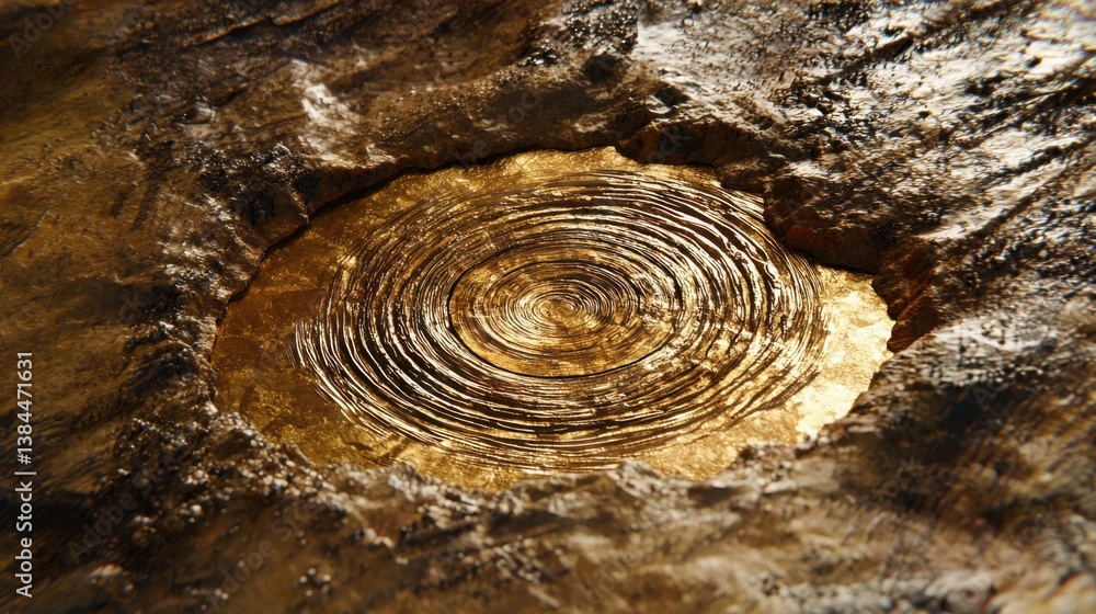 Poster intricate spiral design on a rock surface symbolizing natural patterns and unique geological feature